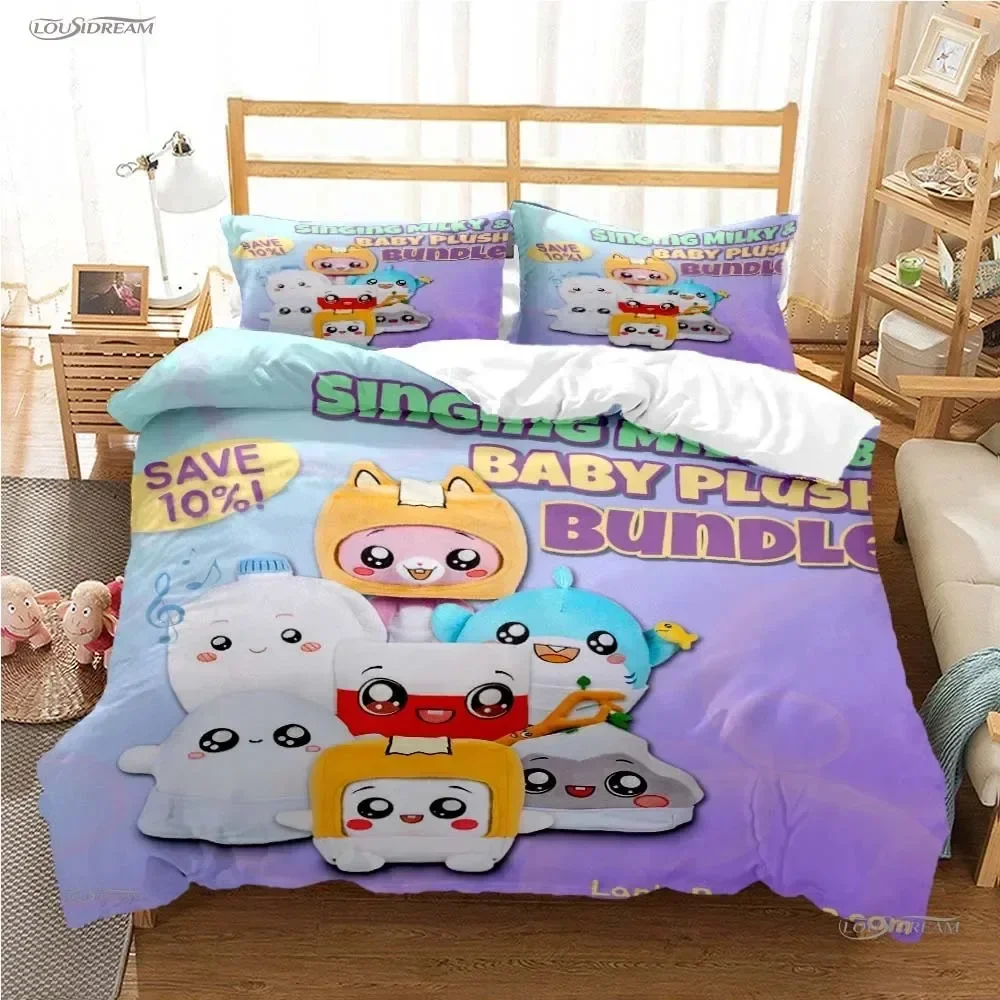 

L-Lankybox Animated Movie All Season Duvet Cartoon Cover Bedding Sets Soft Quilt Cover and Pillowcases SingleDoubleQueenKing