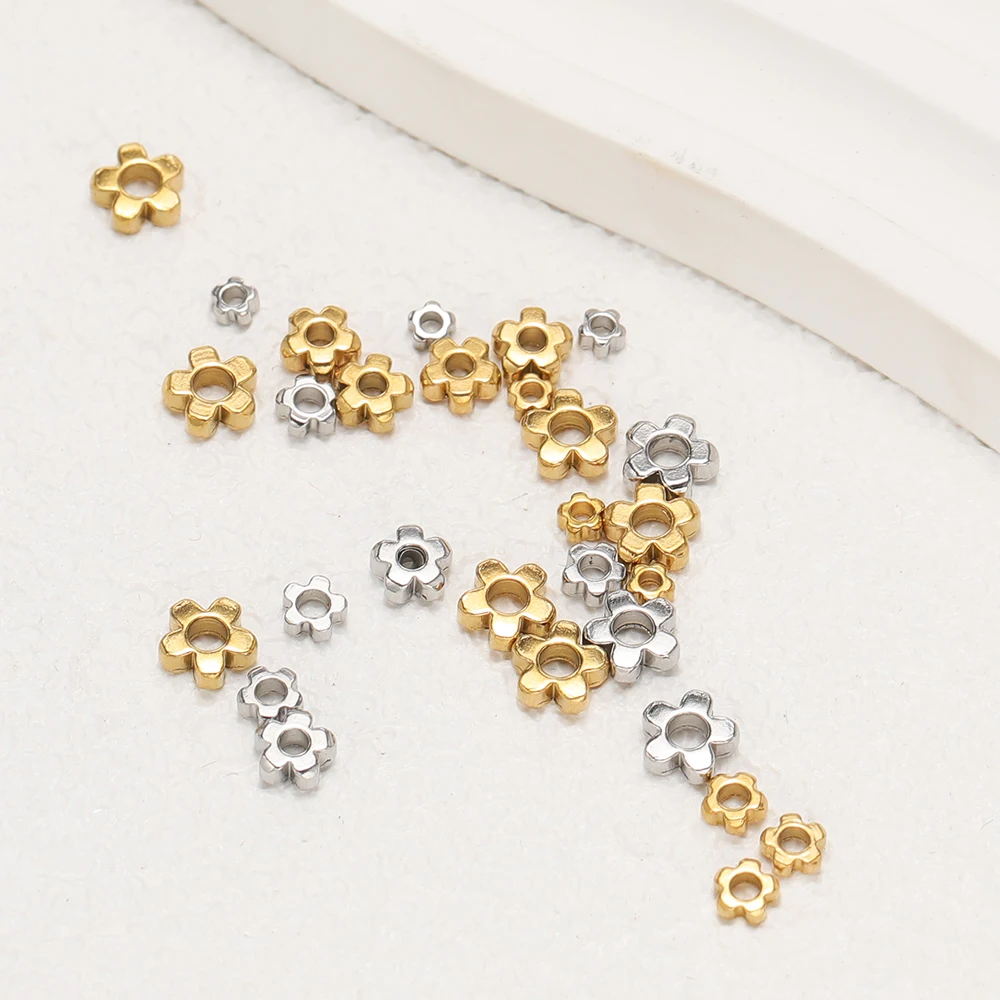 20 Stück Edelstahl-Blumen-Abstandsperlen für die Herstellung von Halsketten, Ohrringen, DIY-Schmuckzubehör, Armbändern und Zubehör. – Detail 4