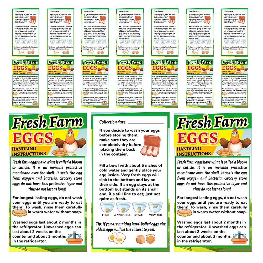 

250Pcs Farm Fresh Egg Handling Labels Chicken Egg Storage Instructions Freshness Date Stamp Tracking