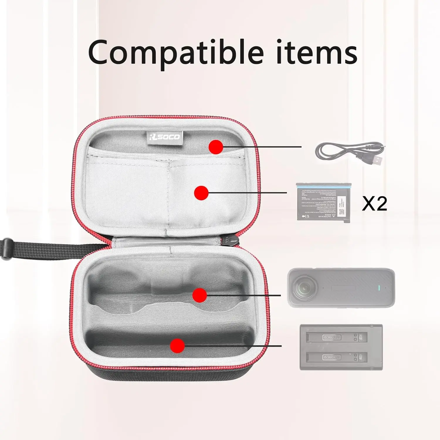 Professional Organizer Case for Insta360 X5 X4 Hard Protective Box Holds Camera Batteries Mounts Accessories with Keychain