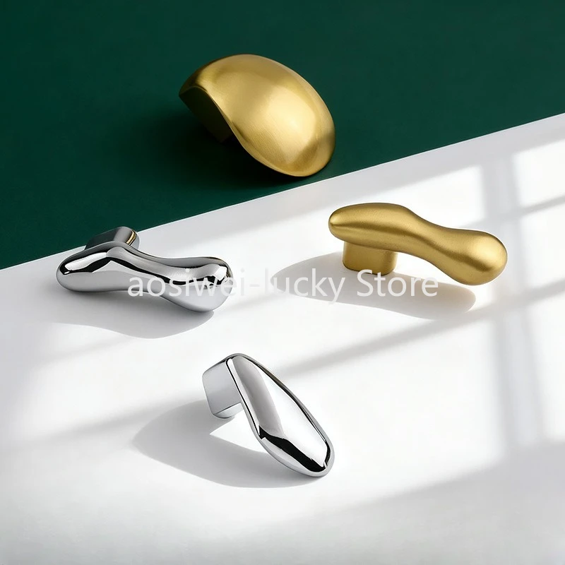 Manija pequeña en forma de gota de plata, manija de puerta de gabinete con cajón, manijas de un solo orificio de oro nórdico americano, herrajes para muebles