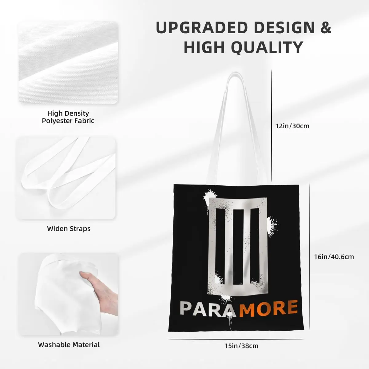 Donna uomo Paramore Band Tote Bags grande capacità nuova borsa della spesa Rock per borse da donna