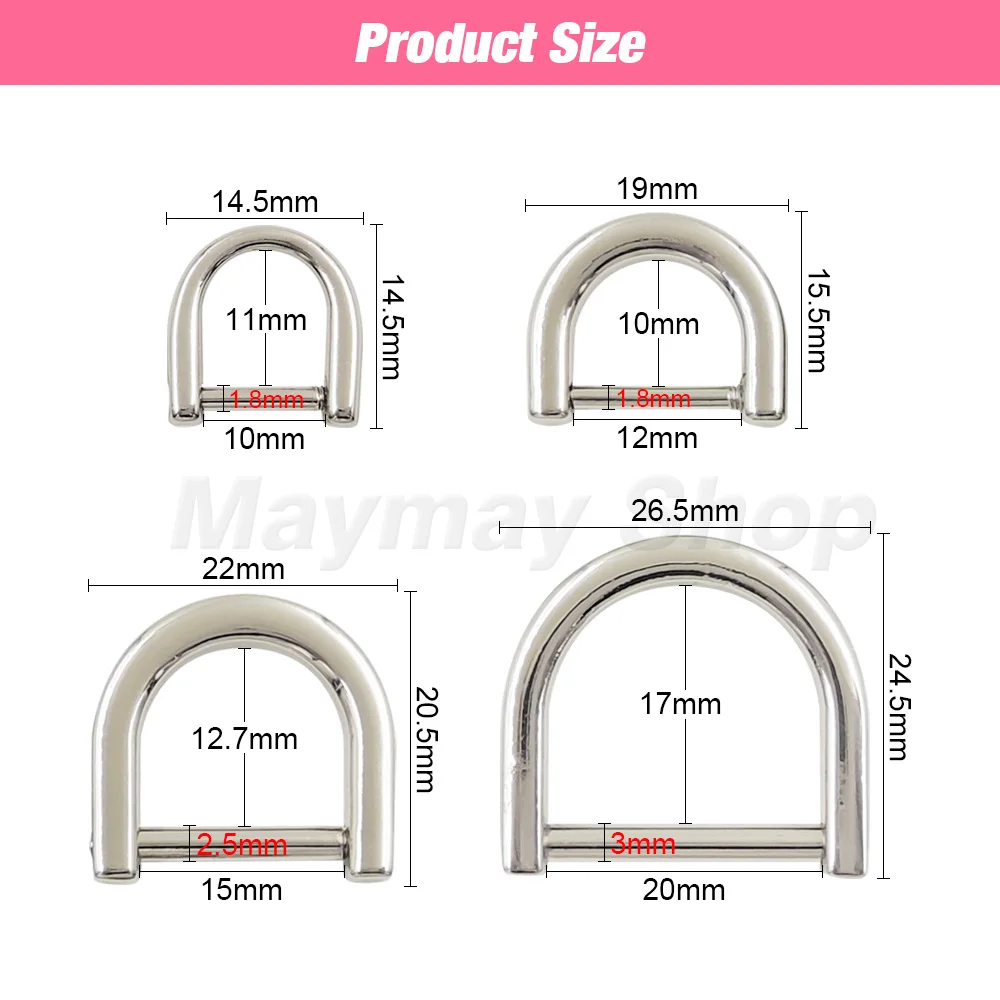 1 pz 10mm-20mm metallo D anello fibbia staccabile vite aperta grillo chiusura per borsa artigianale in pelle cinghia maniglia della cintura tracolla