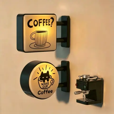 Imã de Geladeira Retrô para Cafeteria, Miniatura Luminosa de Pegboard, Ornamento Magnético Criativo para Cantinho do Café, Decoração para Casa