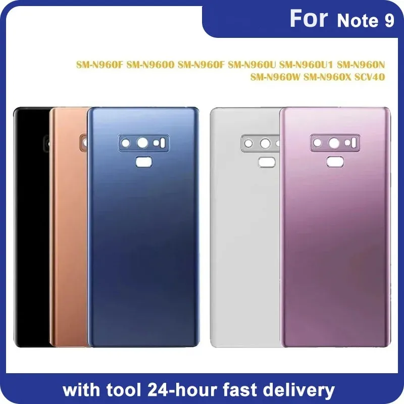 

New For SA Galaxy Note 9 N960 N9600 N960F Battery Back Cover Rear Door Note9 3D Glass Panel Housing Case Camera Lens Logo