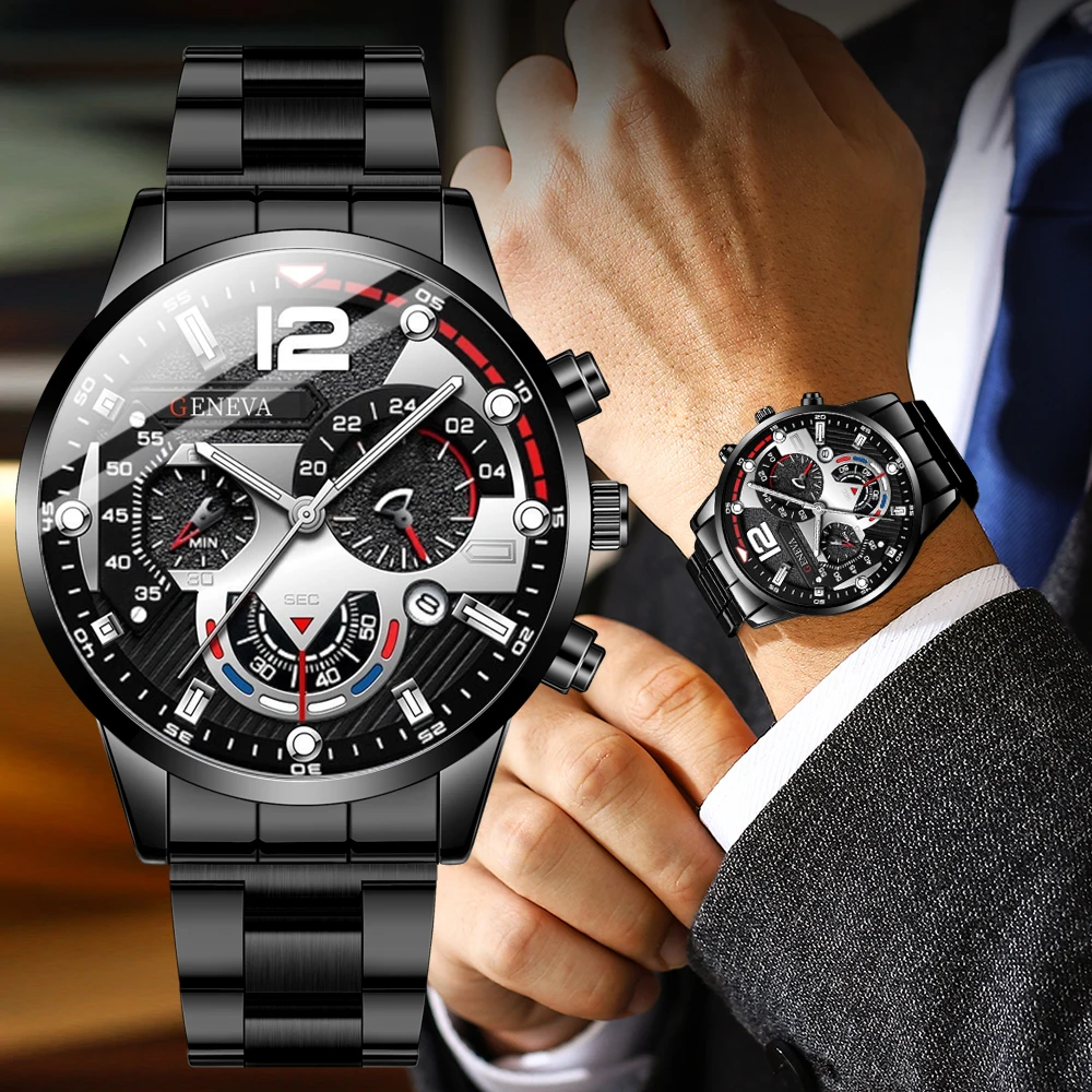 Couple's new handsome and fashionable quartz watch fashion set alloy dial daily wear birthday party New Year's Day Christmas and