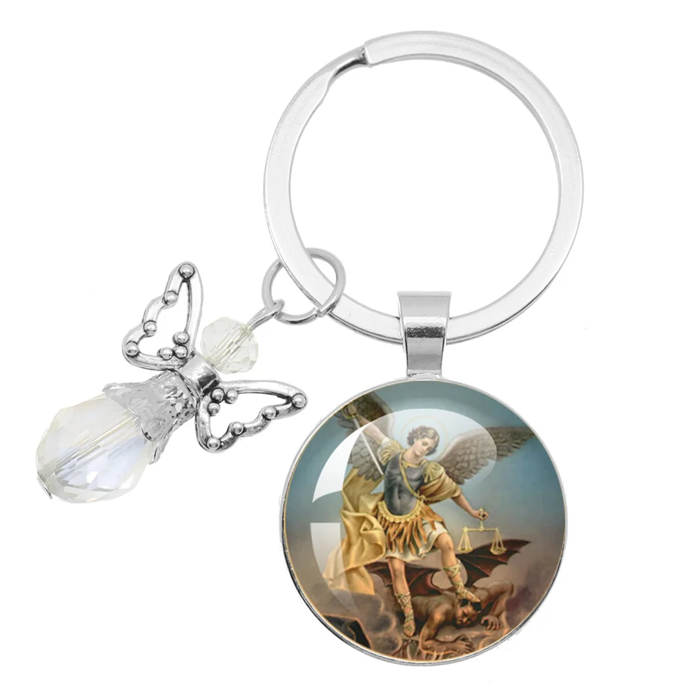 Popular Keychains Archangel St.Michael Protect Me Saint Shield Protection Charm Russian Orhodox Keyrings Jewelry For Holy Gift