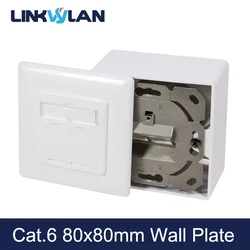 Linkwylan CAT6 Network Outlet 2-Ports Dual Port Surface Mount Box Wall Plate European Type German 80x80mm Face Plate Shielded