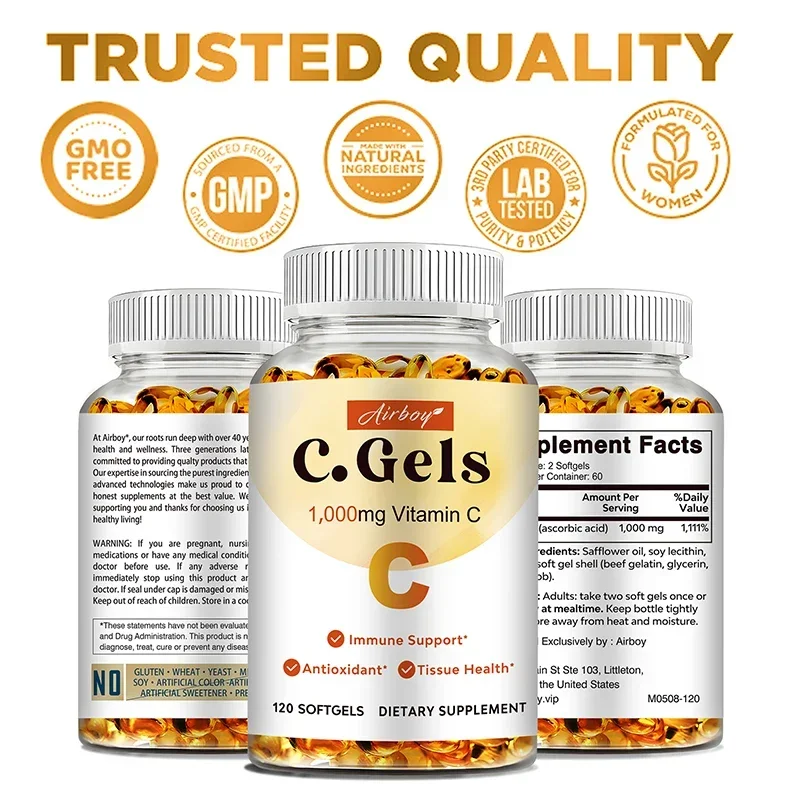 Vitamin C Softgels - Antioxidant, Joint, Immune, Skin, Cellular Respiration, and Cardiovascular Health