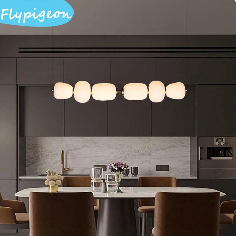 Lampu Gantung Kaca Putih Susu Modern Lampu Bola LED Nordic untuk Meja Makan Lampu Liontin Dekorasi Kamar Tidur Dapur Ruang Tamu