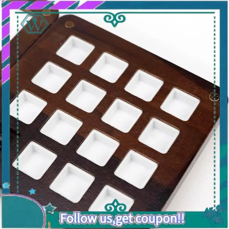 

Upgraded Wooden Portable Sketchbook Palette Mini 15 Grids Travel Paint Palette Portable Mini Tin Empty Watercolor Palette