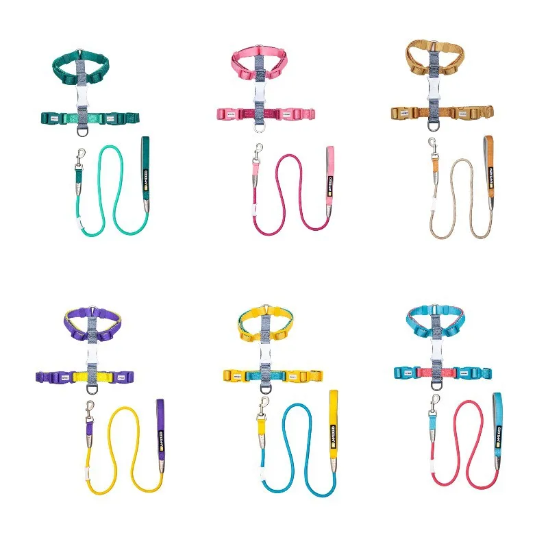 Pet Supplies New Cat Rope Contrast I-shaped Chest Back Cat Leash Comfortable Anti-break Off Spot