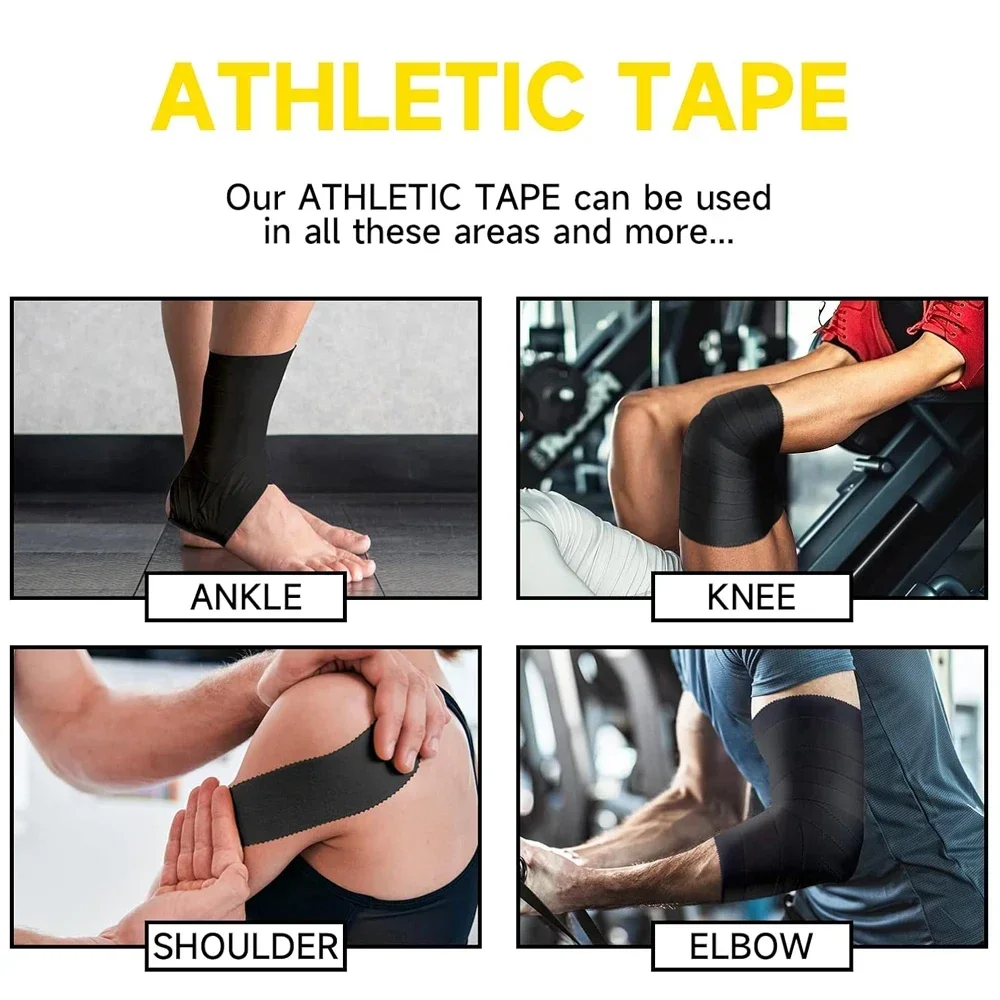 1 Roll OK TAPE Pre Wrap Tape, Athletic Foam Underwrap for Sports Protect for Hand Wrist Arm Knee Ankle Bandage, White and Black