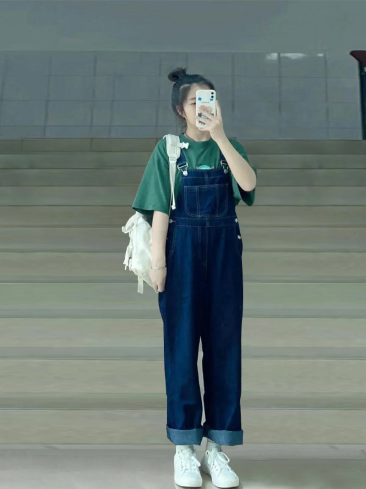 

Свободные джинсовые комбинезоны в американском стиле, женские летние тонкие прямые широкие брюки, длинные брюки, весна-осень, высокая талия, чистый C...