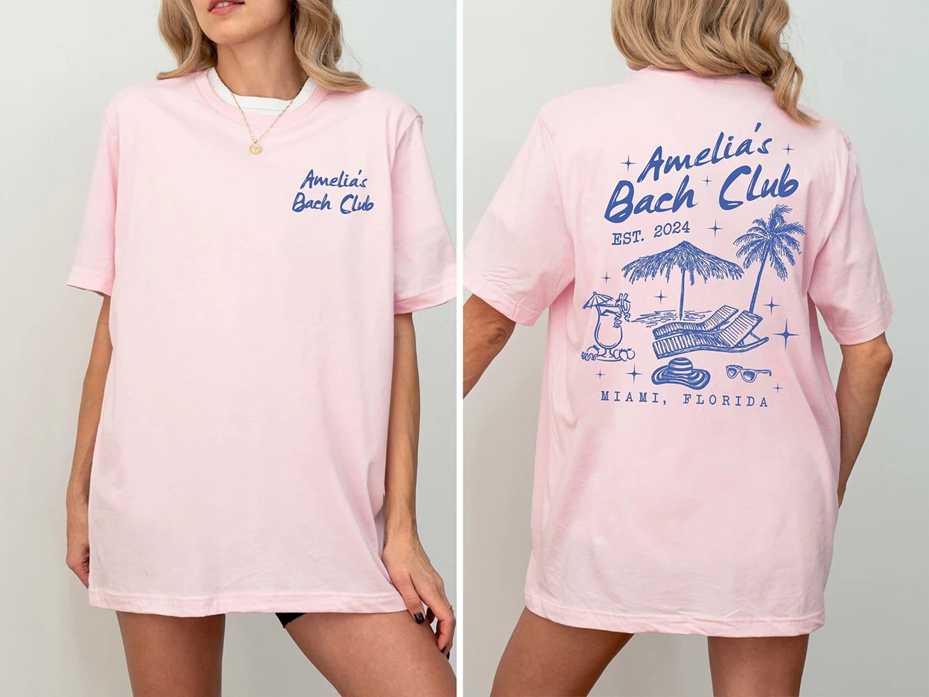 Custom Beach Bachelorette Shirts Beach Bride Shirt Funny Double-Side Print Unisex Shirts Cotton Y2K Top Daily Trendy Streetwear