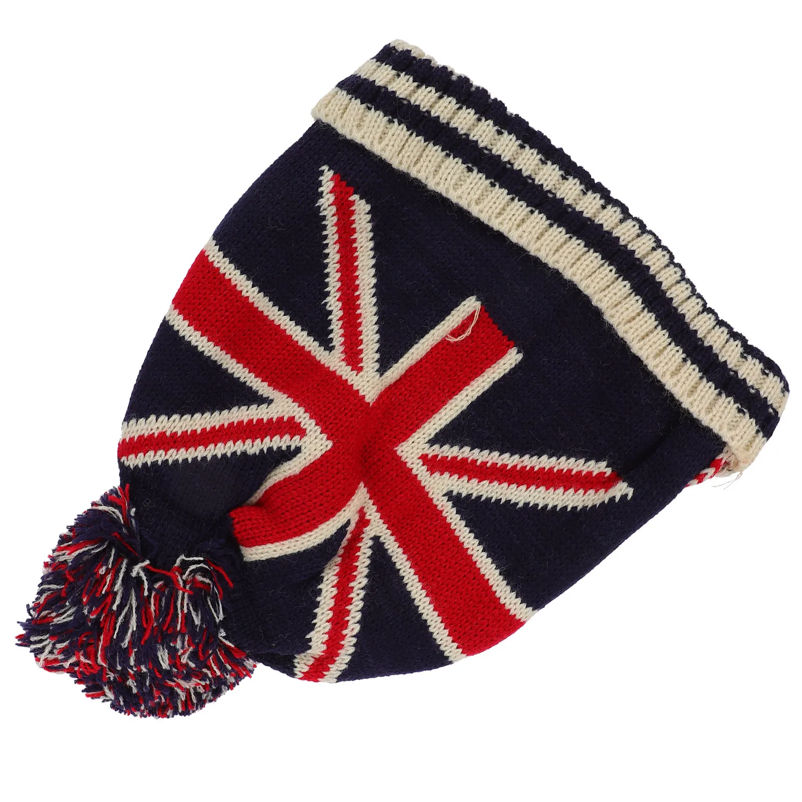 

1Pcs Knitted Hat Winter Warm Acrylic Fibers Uk Flag Pattern Lightweight Elastic Leisure Warm Hat Outdoor Running Skiing Climbing