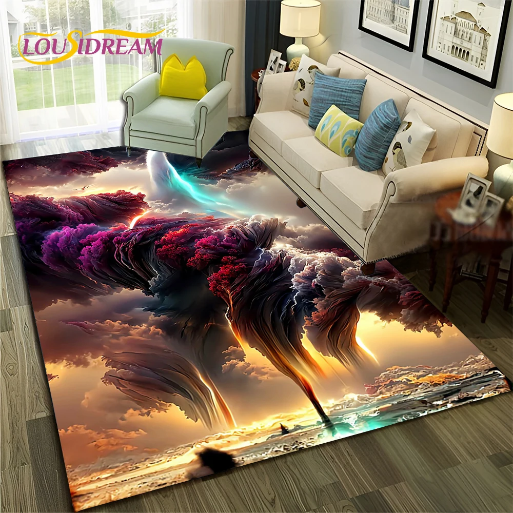 Tornado Cloud Twister Dream Natural  Carpet Rug for Home Living Room Bedroom Sofa Doormat Decor,kids Area Rug Non-slip Floor Mat