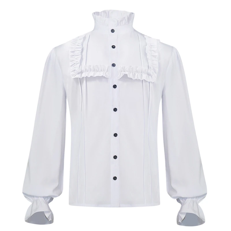 2025 New Europe and USA Medieval Renaissance Pleated Victorian Shirt for Men and Women,Steam Tops Unisex Halloween Show Costumes