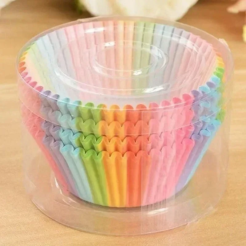 100Pcs Rainbow Cake Paper Cup