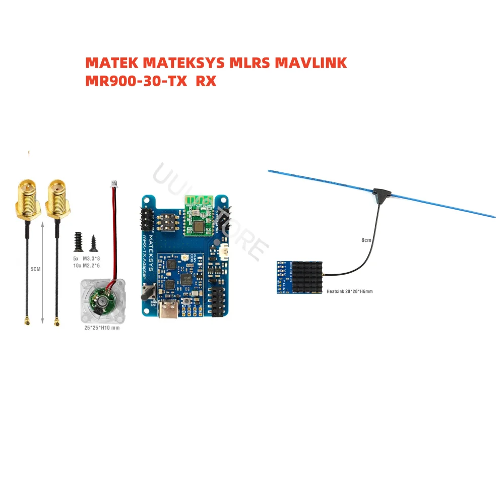 Newest MATEK MLRS MAVLINK 900MHZ TX MODULE KIT MR900-30-TX TCXO Built-in Bluetooth/5V fan controller For  long range RC Model