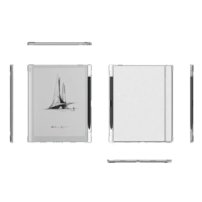 2-IN-1 لهاتف Onyx Boox Note X3 Pro / Go 10.3 بوصة حامل قلم رصاص شفاف من مادة TPU غطاء خلفي مقاوم للصدمات + حزام يد آمن (أسود)