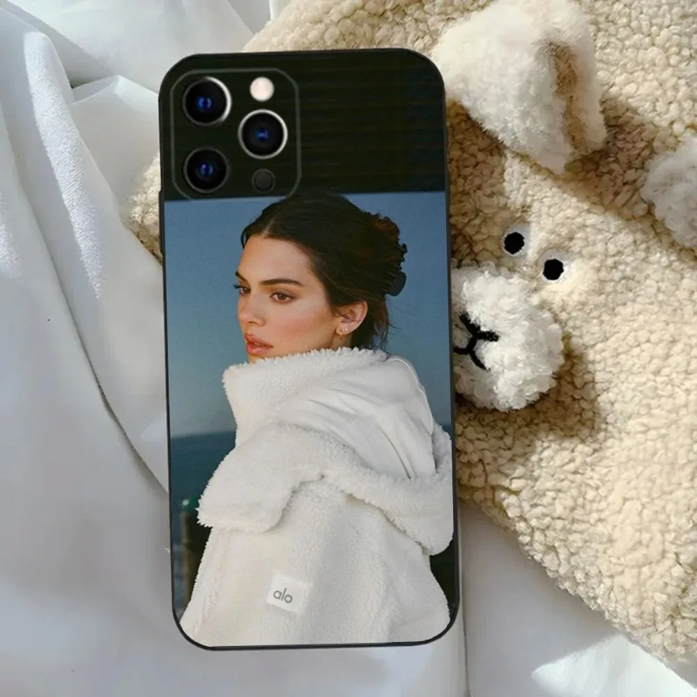 K-Kendall J-Jenner Model Phone Case For Apple iPhone 15,14,13,12,11,Pro,X,XS,Max,XR,Plus,Mini Soft Black Cover