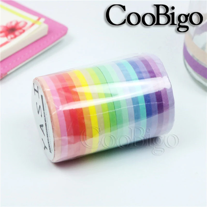 20 Rolls Set Solid Slim Washi Tape Rainbow Adhesive Masking Tape for Scrapbooking DIY Stationary Christmas Gift Decoration