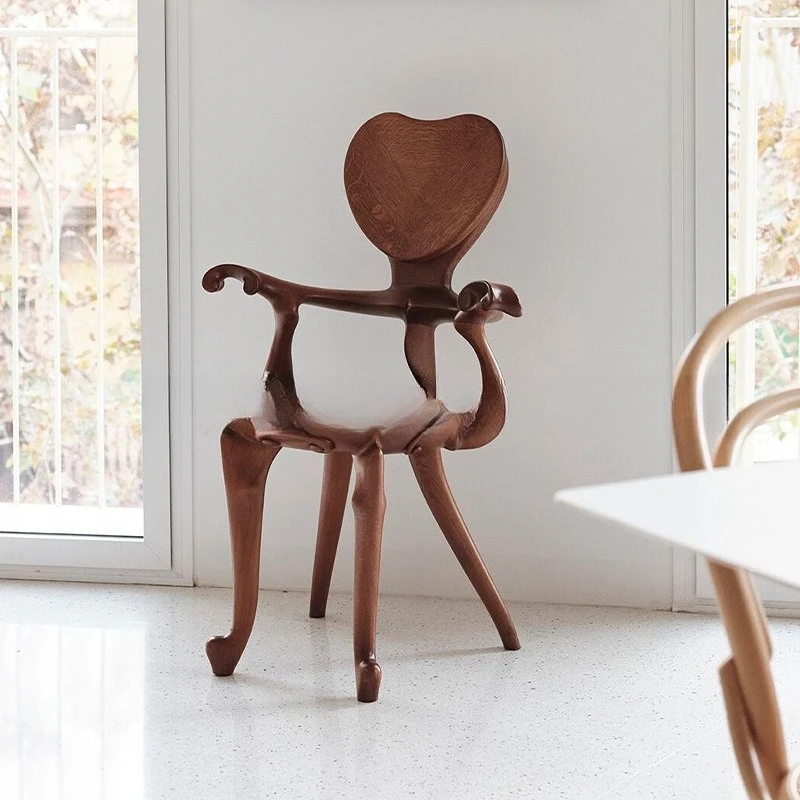 Medieval solid wood love chair casual surprise wind desk chair high-end restaurant characteristic armrest