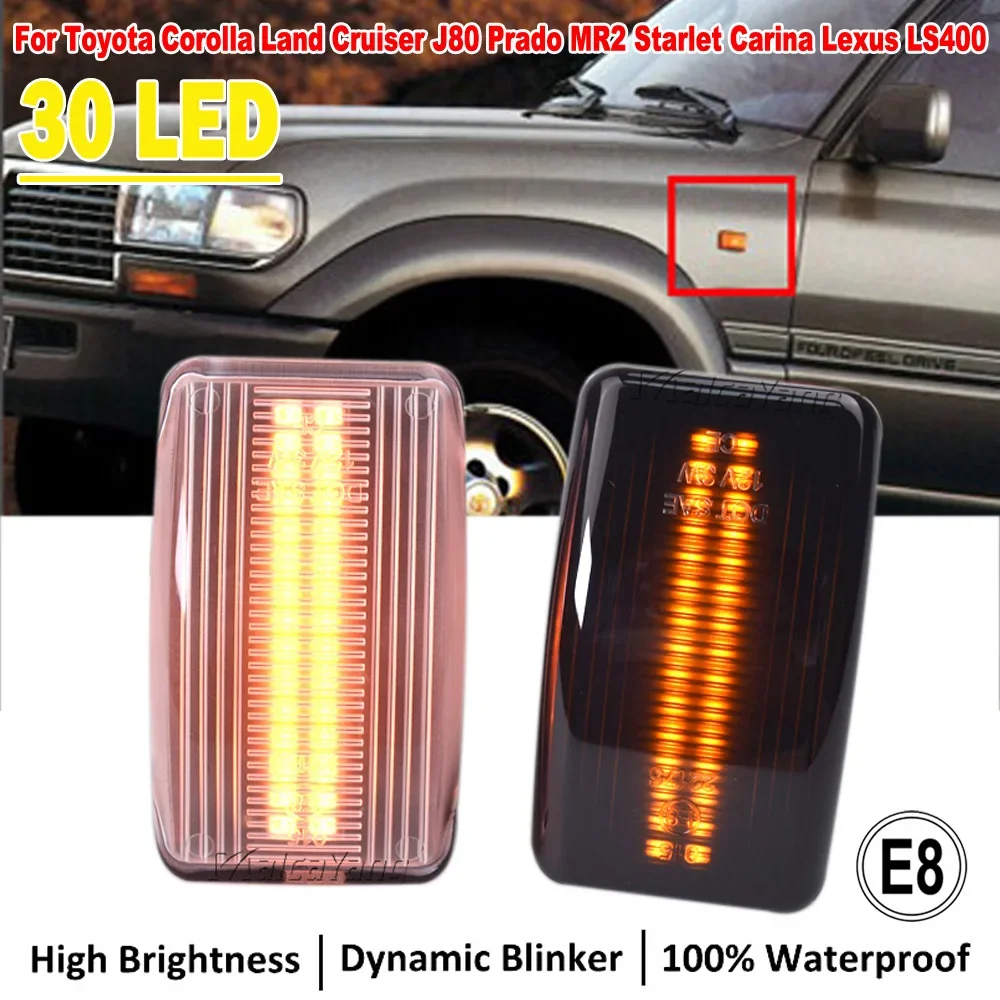 

2 шт. новый светодиодный динамический боковой указатель поворота для Toyota Corolla Land Cruiser Celica Carina Starlet Lexus LS400 81731-60061