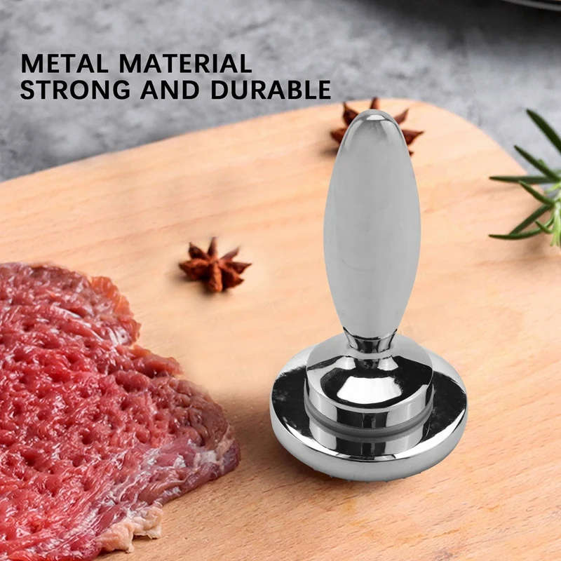 Dual Sided Meat Tenderizer,Marinating Prep Tool,Manual Hammer Mallet Tool For Steak,Reversible Stainless Steel Base