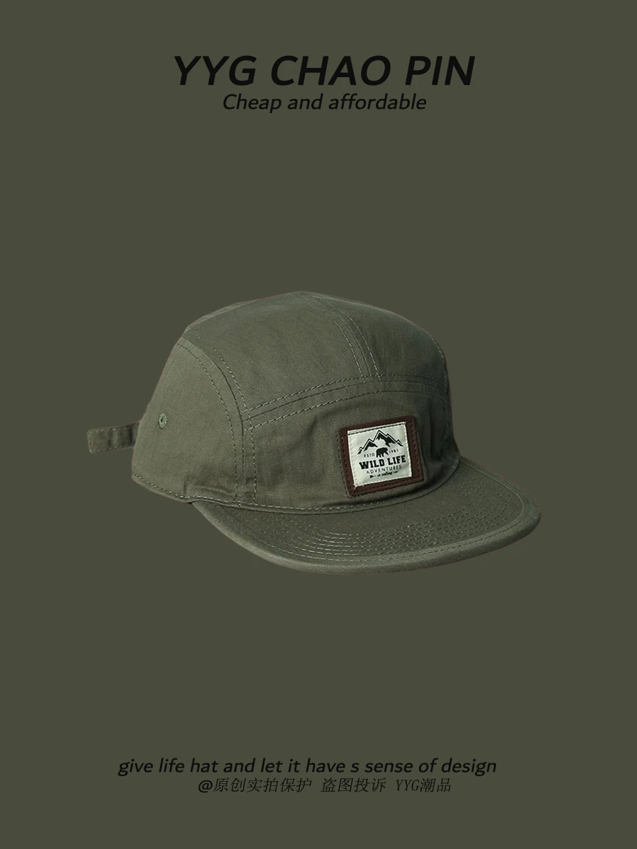 Niche Peaked Cap Female Spring and Summer Retro Washed Workwear Mountain Flat Brim Baseball Hat Male Fashion