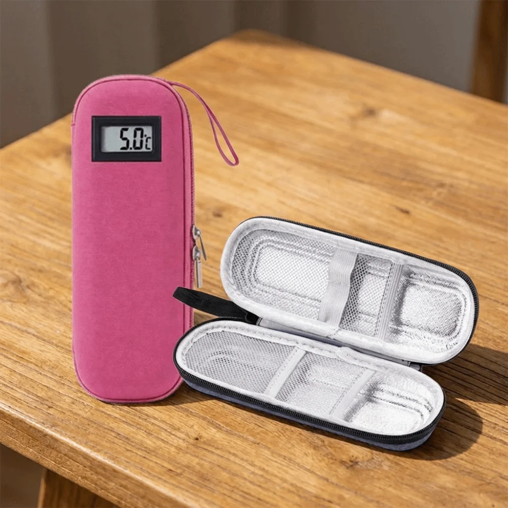 Oxford Cloth Insulin Cooler Bag Waterproof Thermometer Display Insulin Vial Storage Case Insulin Vial Protector