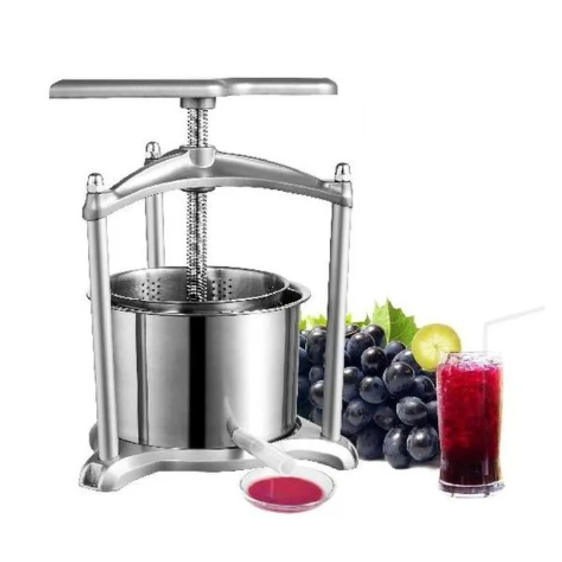 Fruit Wine Press Stainless Steel Barrels Manual Juice Maker with T-Handle & Stable Base Perfect for Kitchen