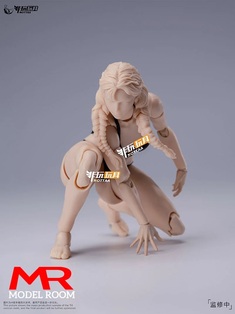 Notaman NT-04 1/12 weiblicher superflexibler Gelenkkörper, 16 cm, Mädchen, weiß, gelb, Actionfigur, beweglicher Körper mit Kopfskulptur