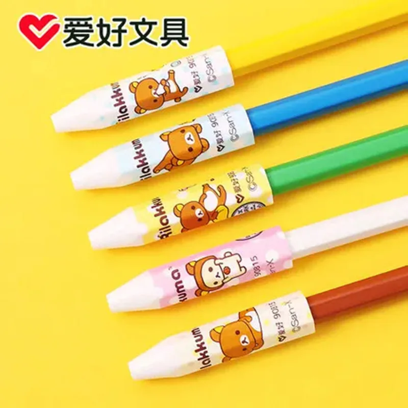 5pcs/Pack AIHAO 90815 Pen Cover Cap Rilakkuma Neutral Pencil Cover School Supplies Kawaii School Cartoon