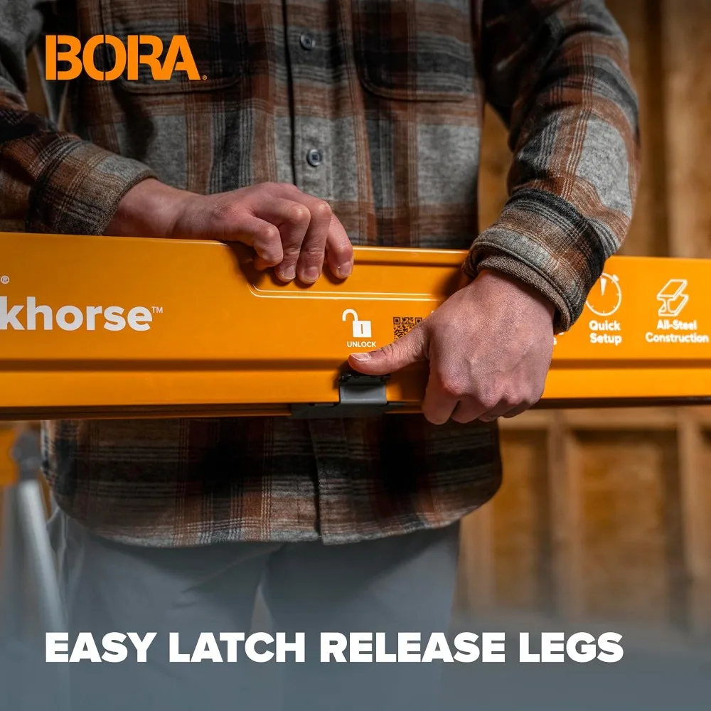 Cavalo de serra dobrável, 2 pacotes, cavalo de serra de metal resistente com suporte 2x4, abridor de garrafas embutido para carpinteiros em madeira