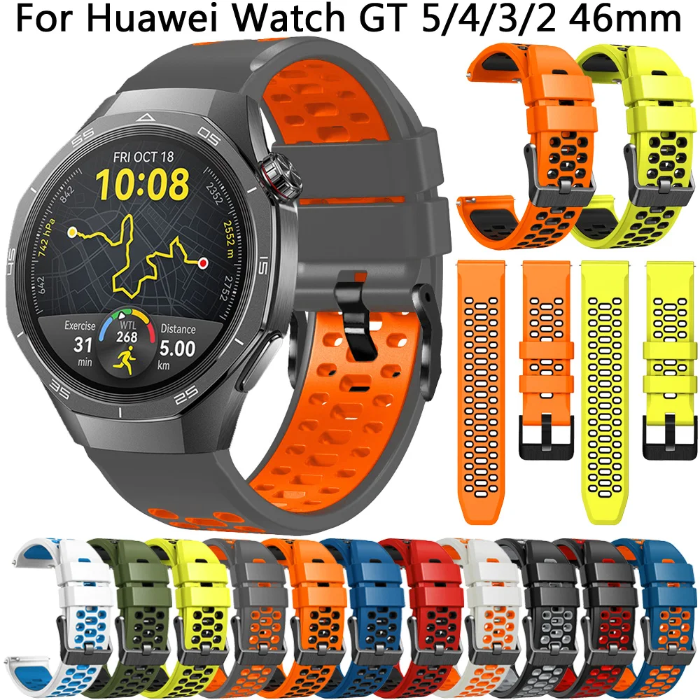 22 مللي متر حزام الفرقة لهواوي ساعة GT 5 4 3 2 برو 46 مللي متر تنفس حزام الساعات لهواوي GT5 GT4 GT3 GT2 برو 46 مللي متر سيليكون سوار