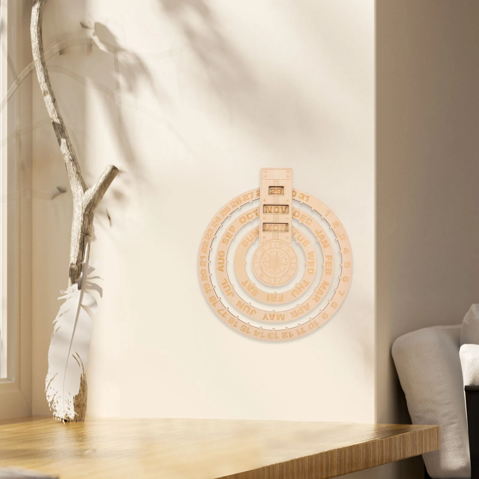 

Деревянный вечный календарь, вращающийся круглый настенный декоративный календарь для стола, кухни, офиса, винтажный стиль