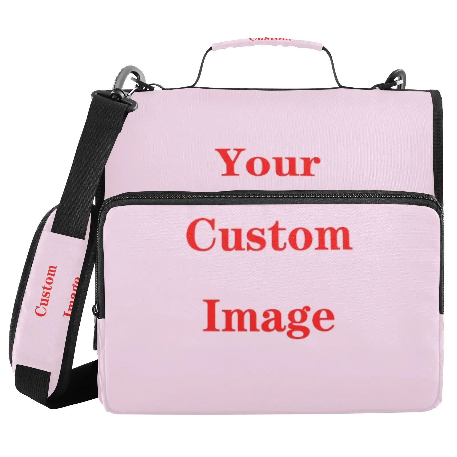 

Custom 3 Ring Zipper Binder with Shoulder Strap Handle Multi-Pocket Lightweight Durable Organizer School Office Supplies