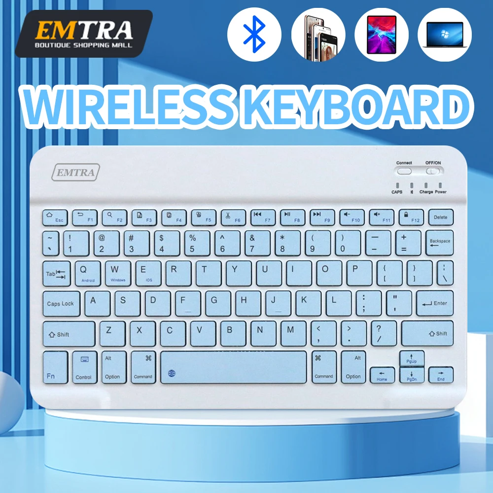 

Беспроводная Bluetooth-клавиатура для IOS, Android, Windows, планшета для iPad Air Mini Pro, испанская, корейская, русская, небесно-голубая клавиатура