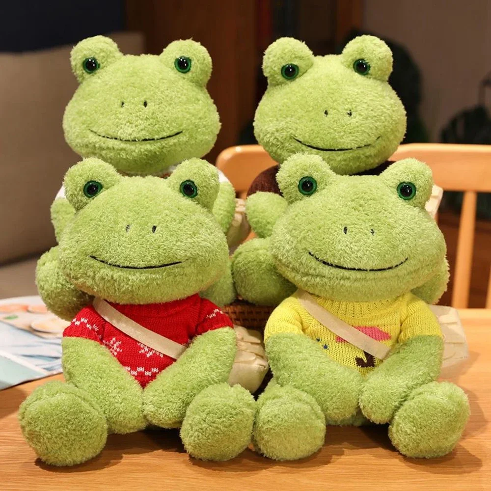 25CM Dressed Mung Bean Frog Plush Toy Cure Happy Comfort Doll Sleeping Pillow Bestie Festive gifts children birthday Christmas