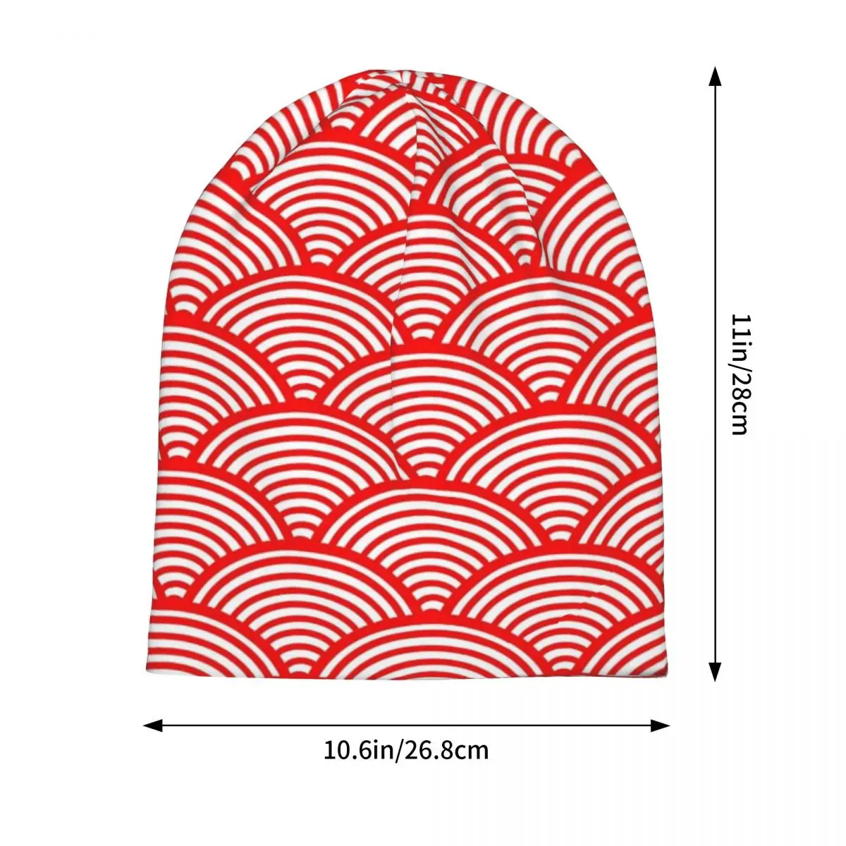 Japanese Wave Beanie Hats Red Abstract Bonnet Hats Adult Unisex Cute Gym Skullies Beanies Spring Graphic Thermal Elastic Caps