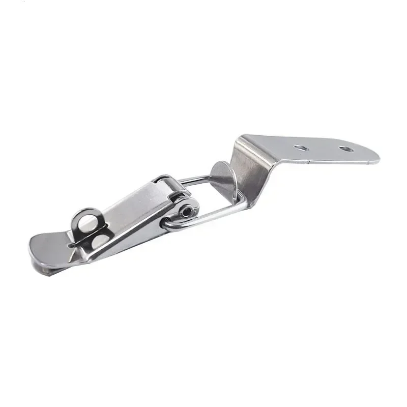 90 Degrees Duck-mouth Buckle Hook Lock Stainless Steel Spring Loaded Draw Toggle Latch Clamp Clip Silver Hasp Latch Catch Clasp