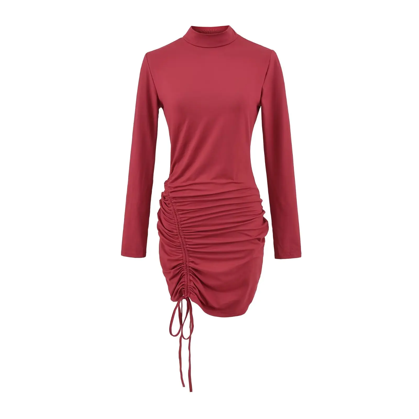 Sexy longo sve fino ajuste gola alta dr feminino dstring camada base ort saia ajuste apertado commute sle poliéster elastano