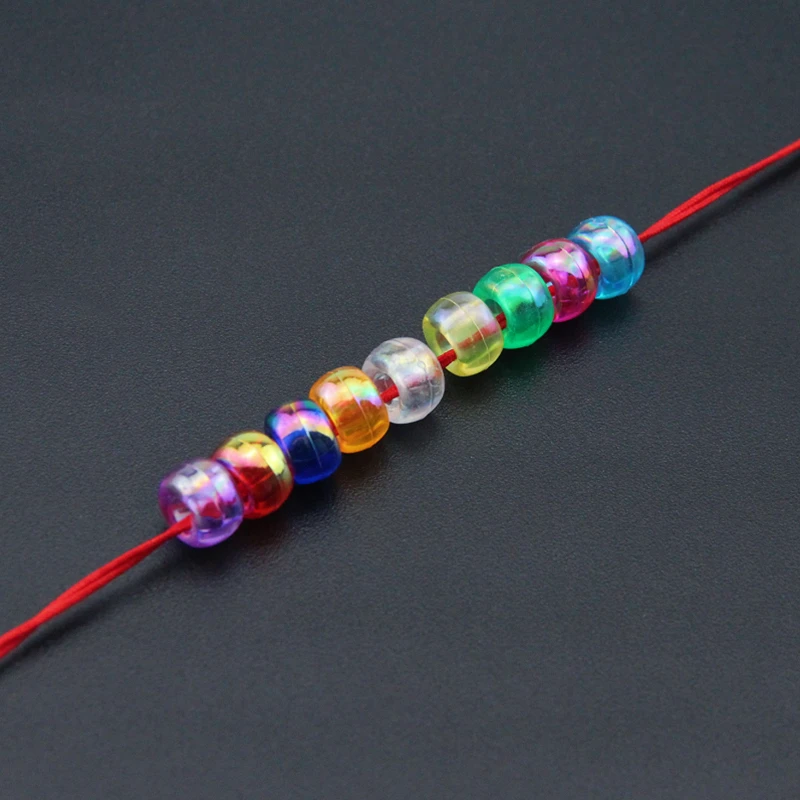 50pcs plastic round beads solid color beads 6x9mm diy Jewelry clothing accessories material loose beads large hole barrel beads