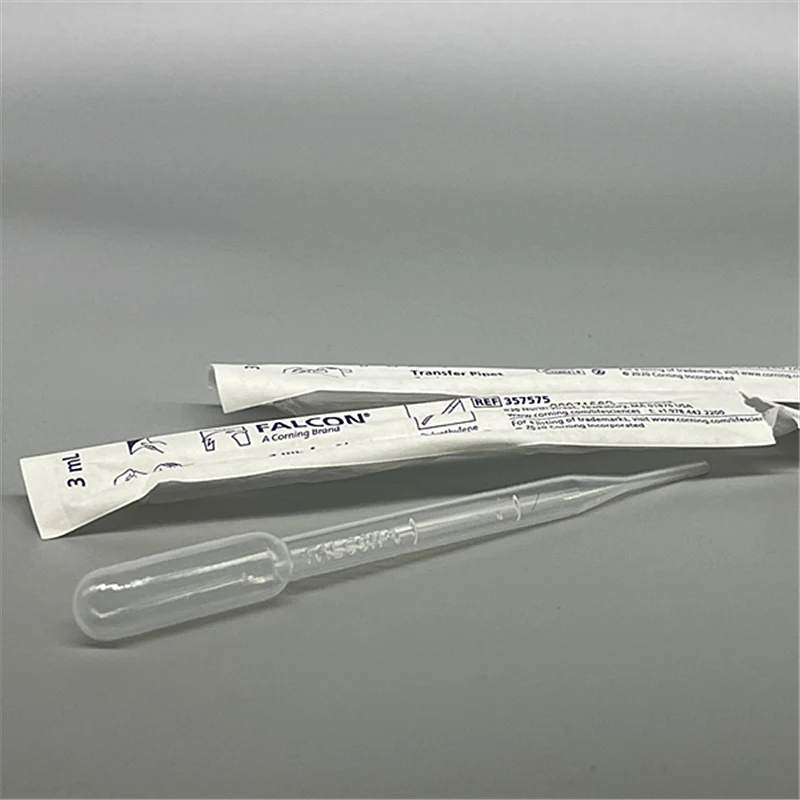 500Pcs Falcon 357575     3ml Laboratory Pipette Plastic Disposable Graduated Individually Wrapped, Sterile Pasteur Pipette Dropper