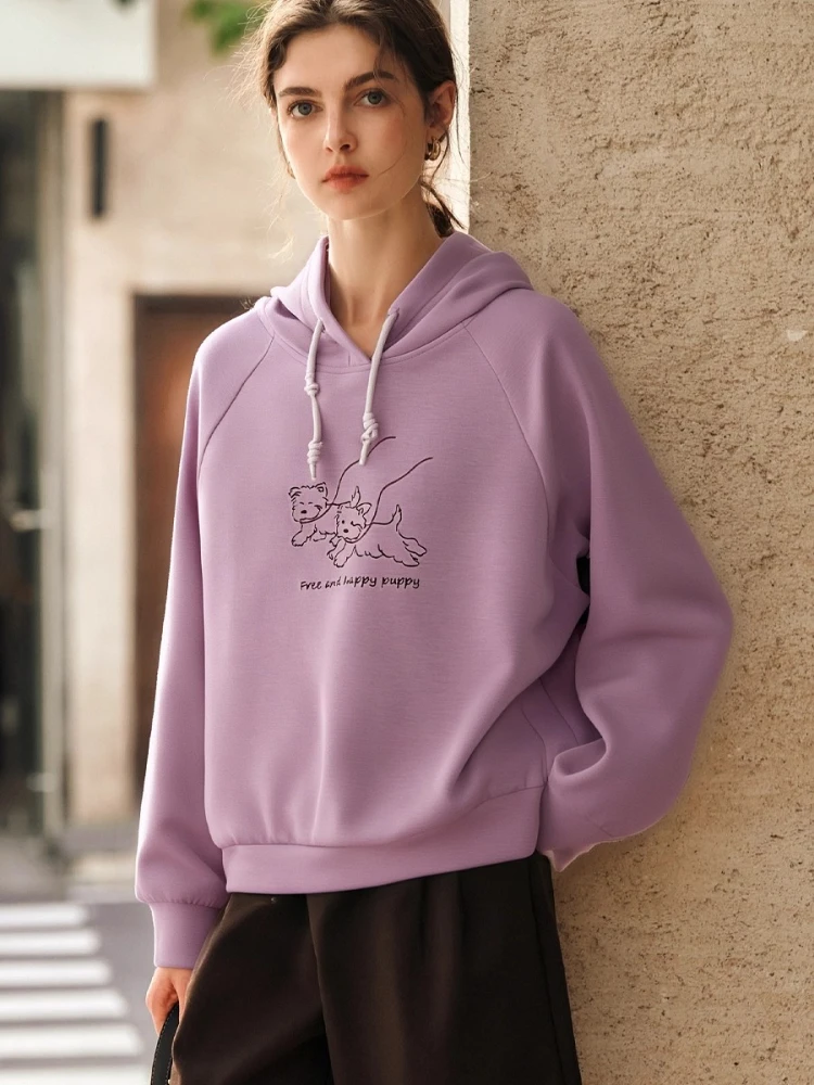 OLrain Women's Hooded Loose Sweater 2025 Autumn New Fun Cartoon Embroidered Tops Fashion Casual Sweatshirts Commute O57QR000695