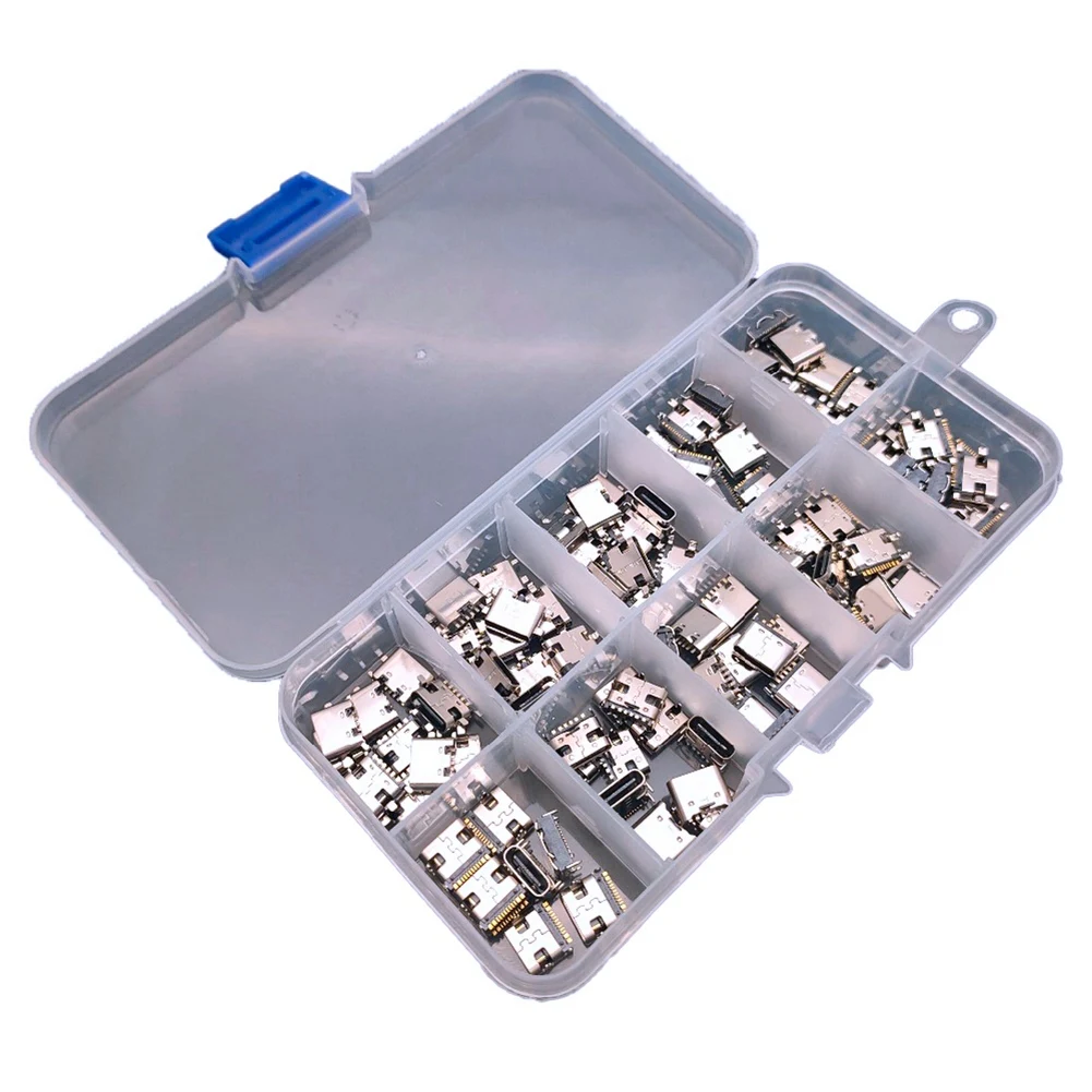 100Pc 10Models Type-C USB Charging Dock Connectors Mix 6Pin and 16Pin_QWE