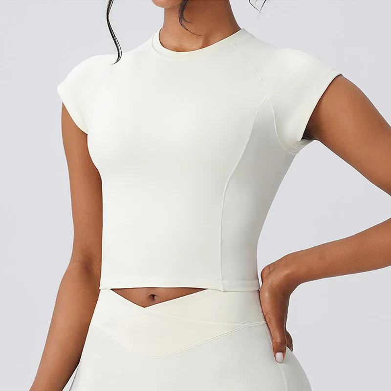 women's-recycled-eco-nylon-spandex-yoga-t-shirt-short-sleeve-solid-color-slim-fit-breathable-workout-top-for-fitness