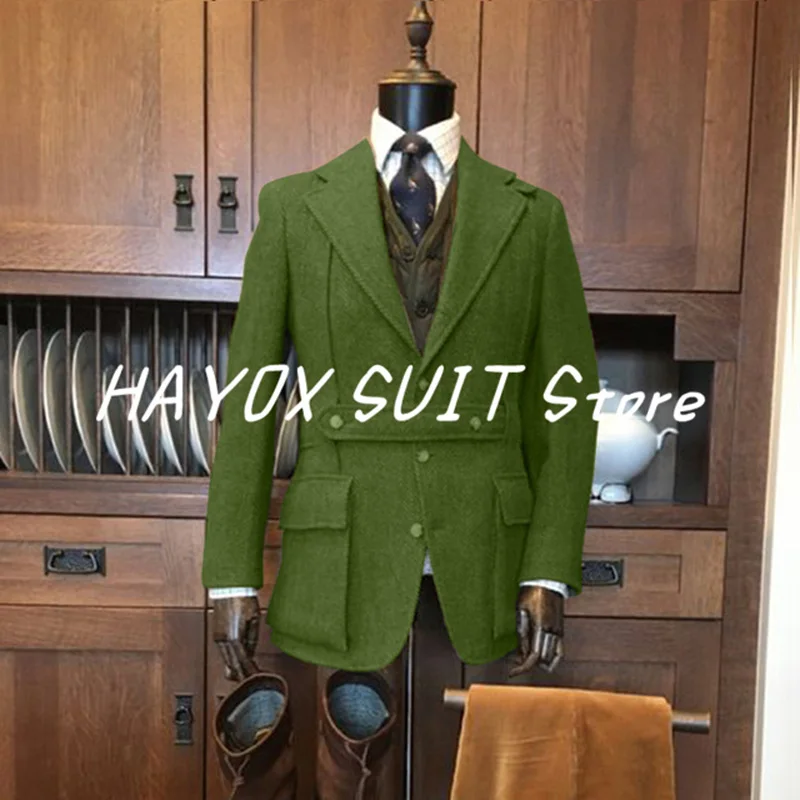 2022 New Vintage Men\'s Herringbone Jacket Slim Fit Men Ensembles De Blazers For Wedding Tuxedo